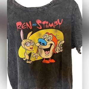 Ren and Stimpy Distressed Women’s Cropped Tee Size Extra Large​​​​​​